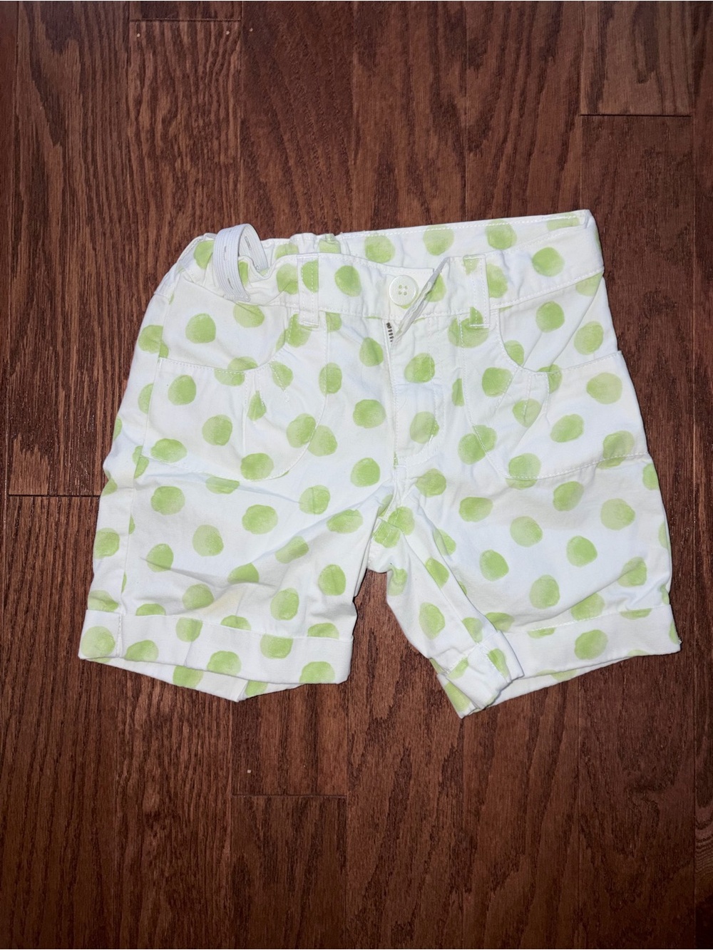 Crazy 8 White Shorts with Light Green Polka Dots Sz 8